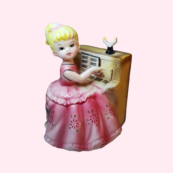 Vintage girl and piano wind up music box - Picture 1 of 4